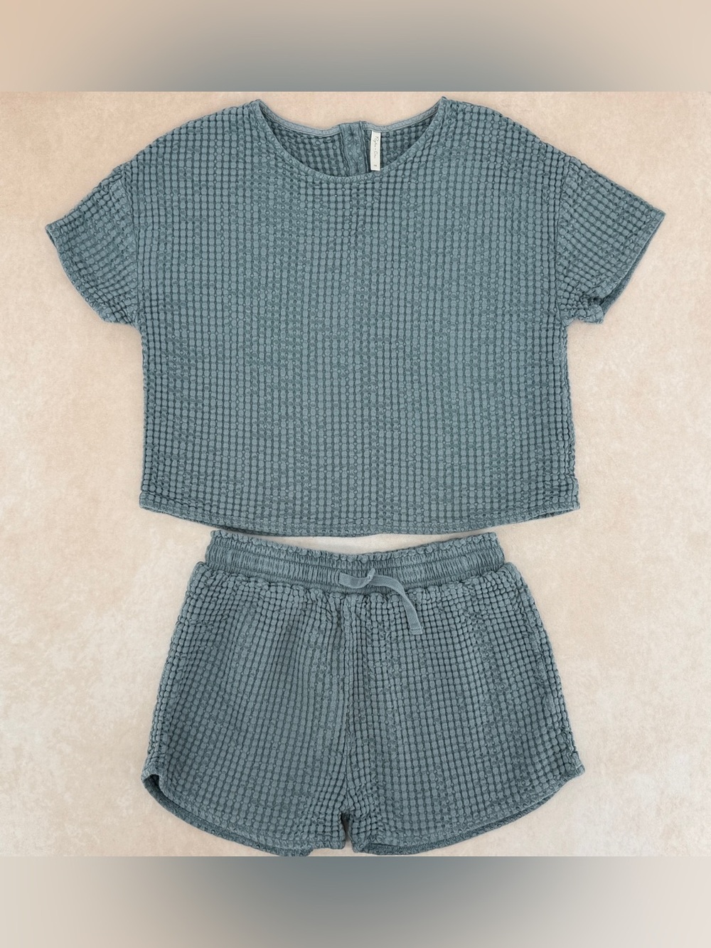 Rylee + Cru Waffle Knit Lounge Set in Muted Teal